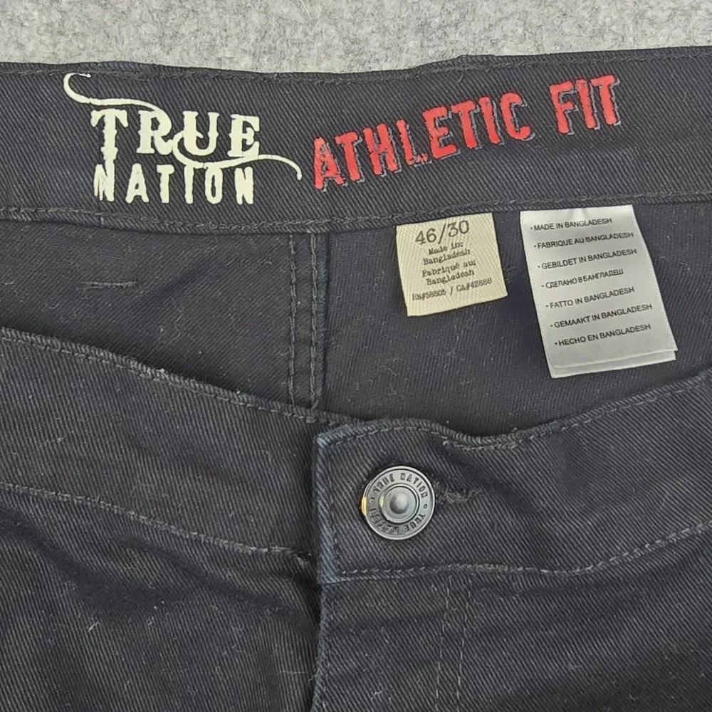 True Nation Pants Mens 46/30 Black Athletic‎ Fit Stretch Cotton Casual 5-Pocket